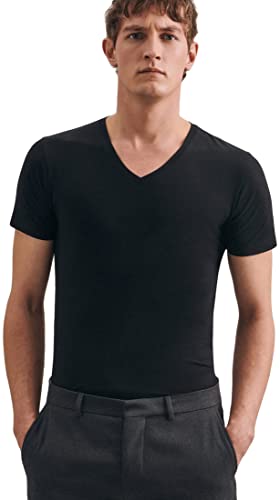 Seidensticker Herren V-neck T-shirt T-Shirt, Schwarz (Schwarz 39), M von Seidensticker