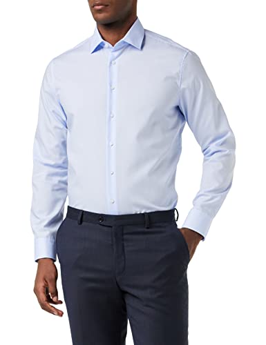 Seidensticker Herren Shaped Bügelfrei Kent Langarm Business Shirt, blau, 40 EU von Seidensticker