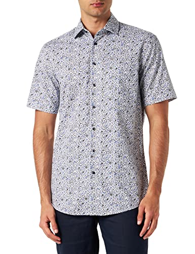 Seidensticker Men's Regular Fit Kurzarm Hemd Shirt, Grün, 45 von Seidensticker