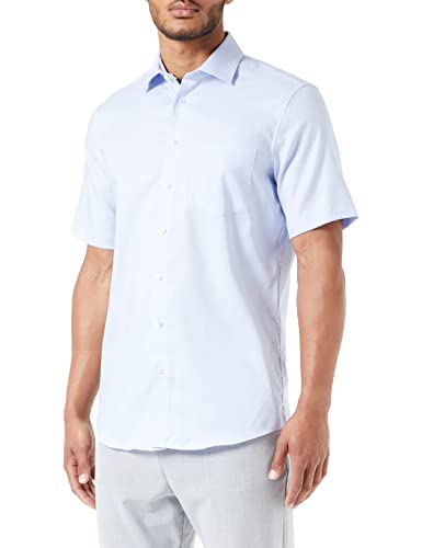 Seidensticker Men's Regular Fit Kurzarm Hemd Shirt, Hellblau, 47 von Seidensticker