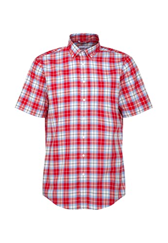 Seidensticker Men's Regular Fit Kurzarm Hemd Shirt, Rot, 43 von Seidensticker