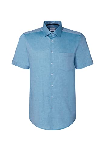 Seidensticker Men's Regular Fit Kurzarm Hemd Shirt, Türkis, 40 von Seidensticker