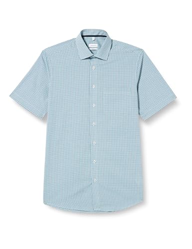 Seidensticker Men's Regular Fit Kurzarm Hemd Shirt, Türkis, 44 von Seidensticker