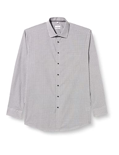 Seidensticker Men's Regular Fit Langarm Hemd Shirt, Grau, 44 von Seidensticker