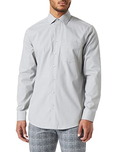 Seidensticker Men's Regular Fit Langarm Hemd Shirt, Grün, 38 von Seidensticker