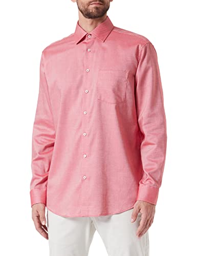 Seidensticker Men's Regular Fit Langarm Hemd Shirt, Rot, 42 von Seidensticker