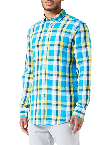 Seidensticker Men's Regular Fit Langarm Hemd Shirt, Türkis, 38 von Seidensticker