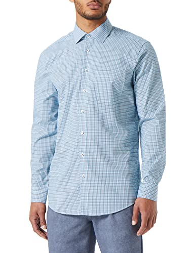 Seidensticker Men's Regular Fit Langarm Hemd Shirt, Türkis, 40 von Seidensticker