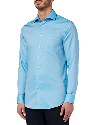 Seidensticker Men's Regular Fit Langarm Hemd Shirt, Türkis, 40 von Seidensticker