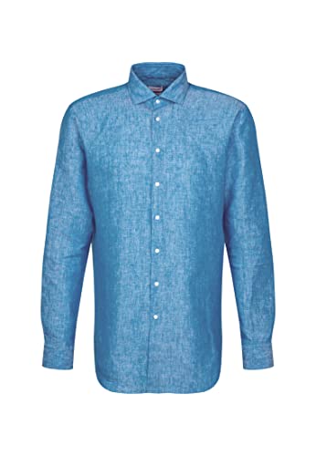 Seidensticker Men's Regular Fit Langarm Hemd Shirt, Türkis, 43 von Seidensticker