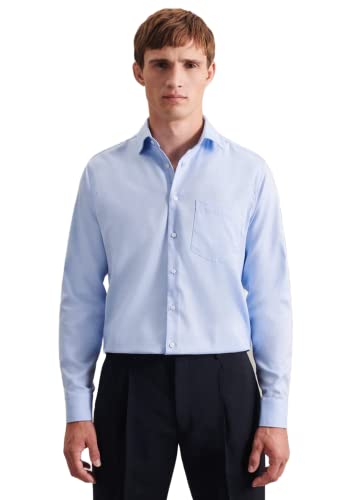 Seidensticker Men's Regular Fit Langarm Shirt, blau, 43 von Seidensticker