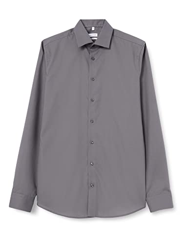 Seidensticker Men's Shaped Fit Hemd Langarm Shirt, Grau, 39 von Seidensticker