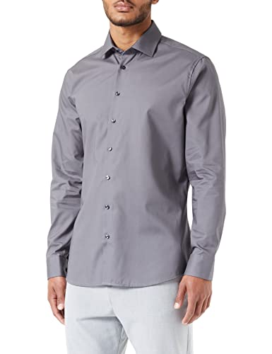 Seidensticker Men's Shaped Fit Hemd Langarm Shirt, Grau, 39 von Seidensticker