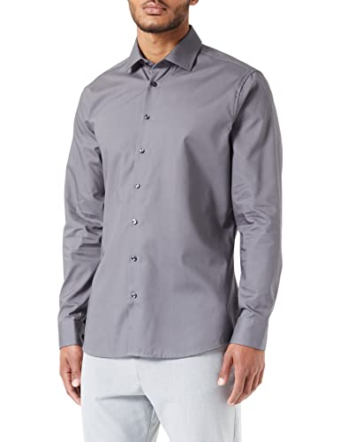 Seidensticker Men's Shaped Fit Hemd Langarm Shirt, Grau, 42 von Seidensticker