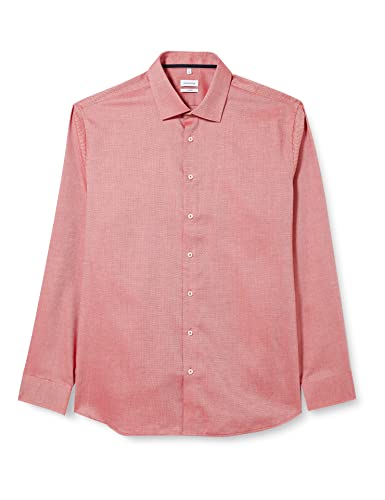 Seidensticker Men's Shaped Fit Hemd Langarm Shirt, Rot, 41 von Seidensticker