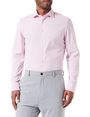 Seidensticker Men's Slim Fit Langarm Kragen Hemd Shirt, Rosa, 40 von Seidensticker