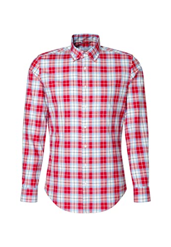 Seidensticker Men's Slim Fit Langarm Kragen Hemd Shirt, Rot, 40 von Seidensticker