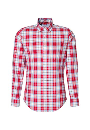 Seidensticker Men's Slim Fit Langarm Kragen Hemd Shirt, Rot, 42 von Seidensticker