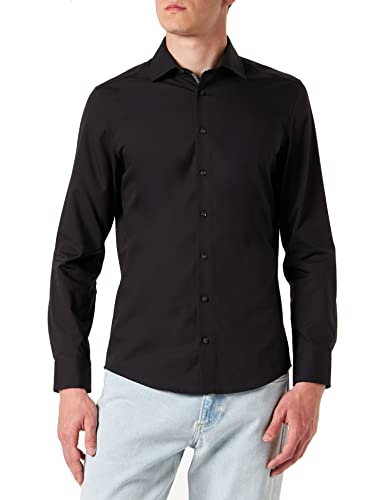 Seidensticker Men's Slim Fit Langarm Kragen Hemd Shirt, Dunkelgrau, 42 von Seidensticker