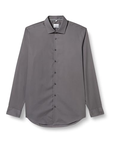 Seidensticker Men's Slim Fit Langarm Kragen Hemd Shirt, Grau, 36 von Seidensticker