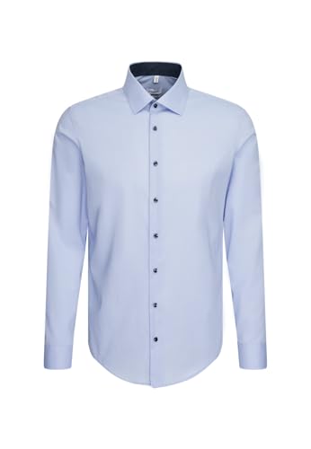 Seidensticker Men's Slim Fit Langarm Shirt, hellblau, 42 von Seidensticker