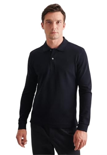 Seidensticker Men's Slim Fit Poloshirt Langarm Polo Shirt, Dunkelblau, M von Seidensticker