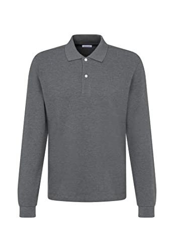 Seidensticker Men's Slim Fit Poloshirt Langarm Polo Shirt, Grau, XL von Seidensticker