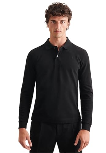 Seidensticker Men's Slim Fit Poloshirt Langarm Polo Shirt, Schwarz, XL von Seidensticker