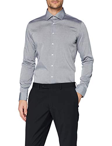 Seidensticker Herren Business-Hemd - Extra Slim Fit - Bügelfrei - Kent-Kragen - Langarm - 100% Baumwolle, Grau (Grau 32), 36 EU von Seidensticker
