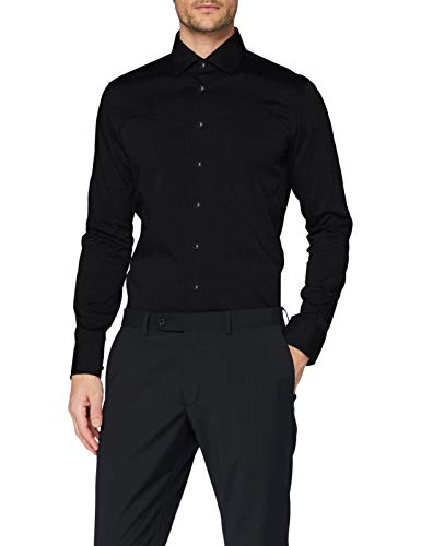Seidensticker Herren Mens Longsleeve Bügelfreies Hemd Mit Sehr Schmalem Schnitt - X-Slim Fit Langarm Kent-Kragen, Schwarz(477870), 40 EU von Seidensticker