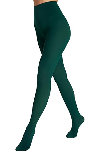 Seidiva Damen Strumpfhosen 80 DEN Blickdichte Strumpfhose Matte Damenstrumpfhosen in über 25 Farben (1x Waldgrün,L-XL) von Seidiva