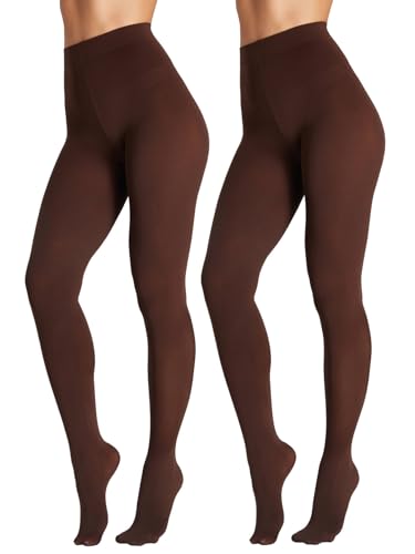 Seidiva Damen Strumpfhosen 80 DEN Blickdichte Strumpfhose Matte Damenstrumpfhosen in über 25 Farben (2x Braun,S-M) von Seidiva