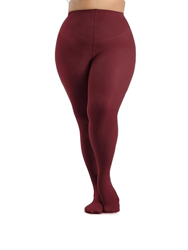 Seidiva Strumpfhose Damen Große Größen XL-4XL (44-62), 80D Plus Size Strumpfhosen Halb-Blickdicht, Bunte Damenstrumpfhosen Übergröß (Burgunderrot,4XL) von Seidiva