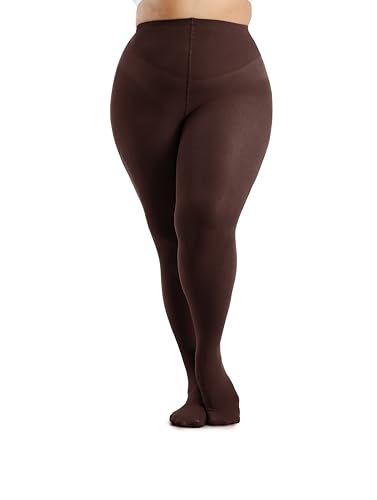 Seidiva Strumpfhose Damen Große Größen XL-4XL (44-62), 80D Plus Size Strumpfhosen Halb-Blickdicht, Bunte Damenstrumpfhosen Übergröß (Kaffeebraun,XL) von Seidiva