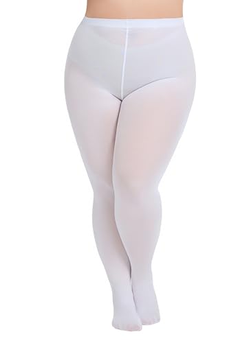 Seidiva Strumpfhose Damen Große Größen XL-4XL (44-62), 80D Plus Size Strumpfhosen Halb-Blickdicht, Bunte Damenstrumpfhosen Übergröß (WeiB,3XL) von Seidiva