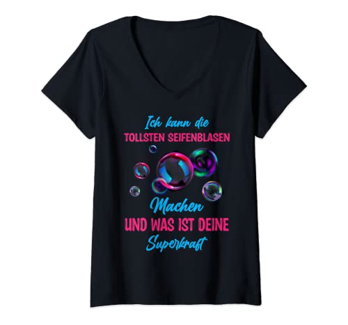 Damen Tollsten Seifenblasen machen, bunt Seifenblase, Seifenblasen T-Shirt mit V-Ausschnitt Damen Tollsten Seifenblasen machen, bunt Seifenblase, Seifenblasen T-Shirt mit V-Ausschnitt von Seifenblasen selber machen, Seifenblasen pusten