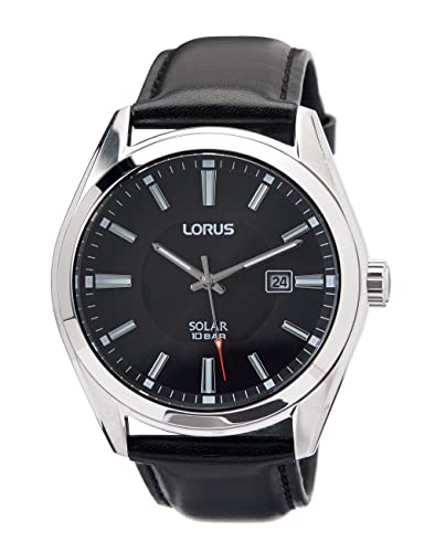 Lorus Herren-Uhr Solar Edelstahl mit Lederband RX339AX9 von Seiko
