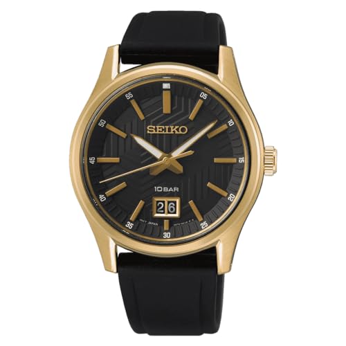 SEIKO Herren Analog Quarz Uhr mit Silikon Armband SUR560P1 von Seiko