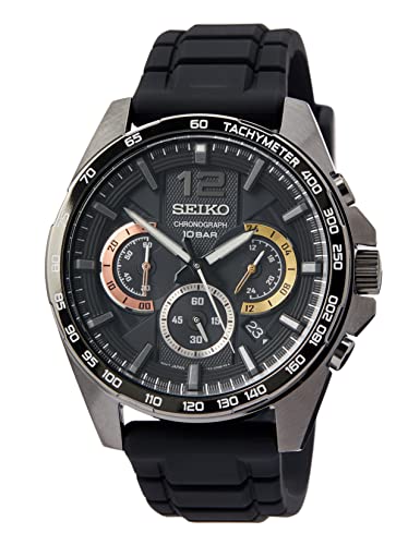 Seiko Herren-Uhr Quarz Edelstahl mit Silikonband SSB349P1, Schwarz von Seiko