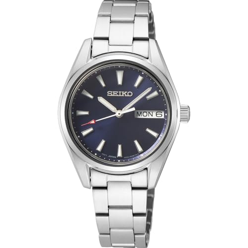 Seiko Damen-Uhr Quarz Edelstahl mit Edelstahlband SUR353P1, Blau von Seiko