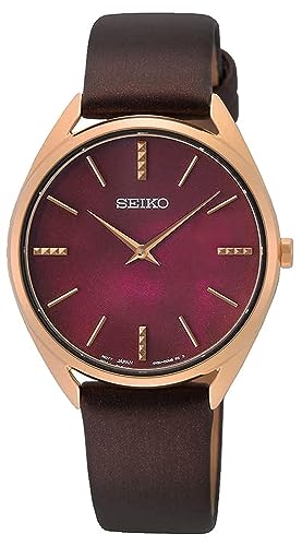 Seiko Damen Analog Quarz Uhr mit Leder Armband SWR082P1 von Seiko