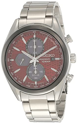 Seiko Herren-Uhr Quarz Edelstahl mit Edelstahlband SSC771P1, Rot von Seiko