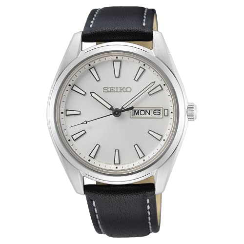 Seiko Herren-Uhr Quarz Edelstahl mit Lederband SUR447P1 von Seiko