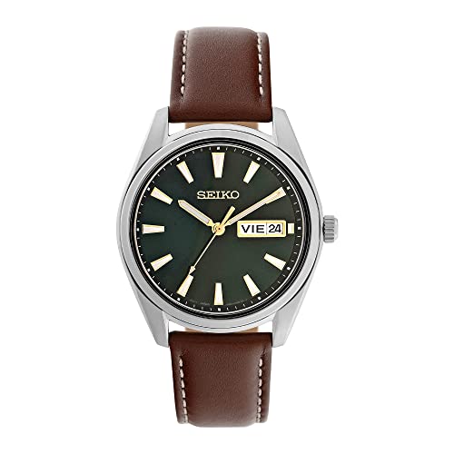 Seiko Herren-Uhr Quarz Edelstahl mit Lederband SUR449P1 von Seiko