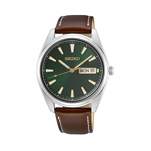 Seiko Herren-Uhr Quarz Edelstahl mit Lederband SUR449P1 von Seiko
