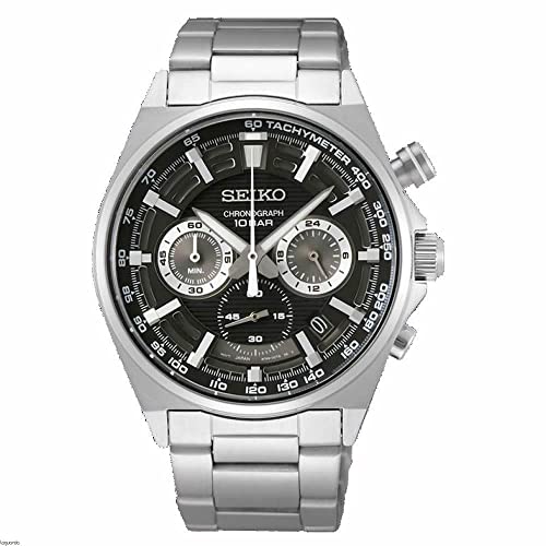 Seiko Herren-Uhr Quarz Edelstahl mit Edelstahlband SSB397P1, Schwarz von Seiko