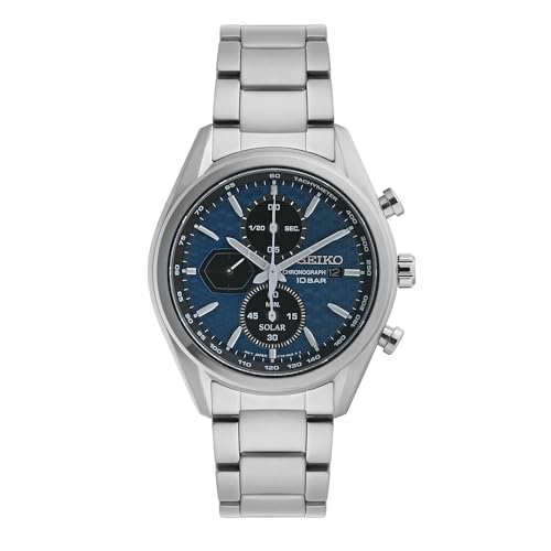 Seiko Herren-Uhr Quarz Edelstahl mit Edelstahlband SSC801P1, Blau von Seiko