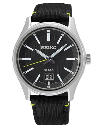 Seiko Herren Analog Quarz Uhr mit Nylon Armband SUR517P1 von Seiko