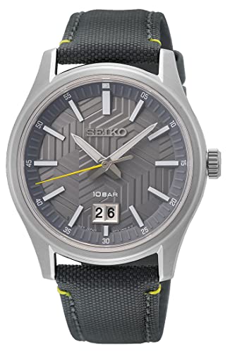 Seiko Herren Analog Quarz Uhr mit Nylon Armband SUR543P1, Schwarz von Seiko