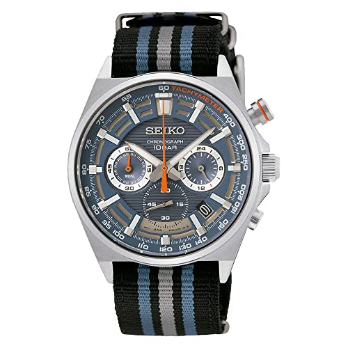 Seiko Herren-Chronograph mit blauem Zifferblatt und NATO-Armband SSB409P1 von Seiko